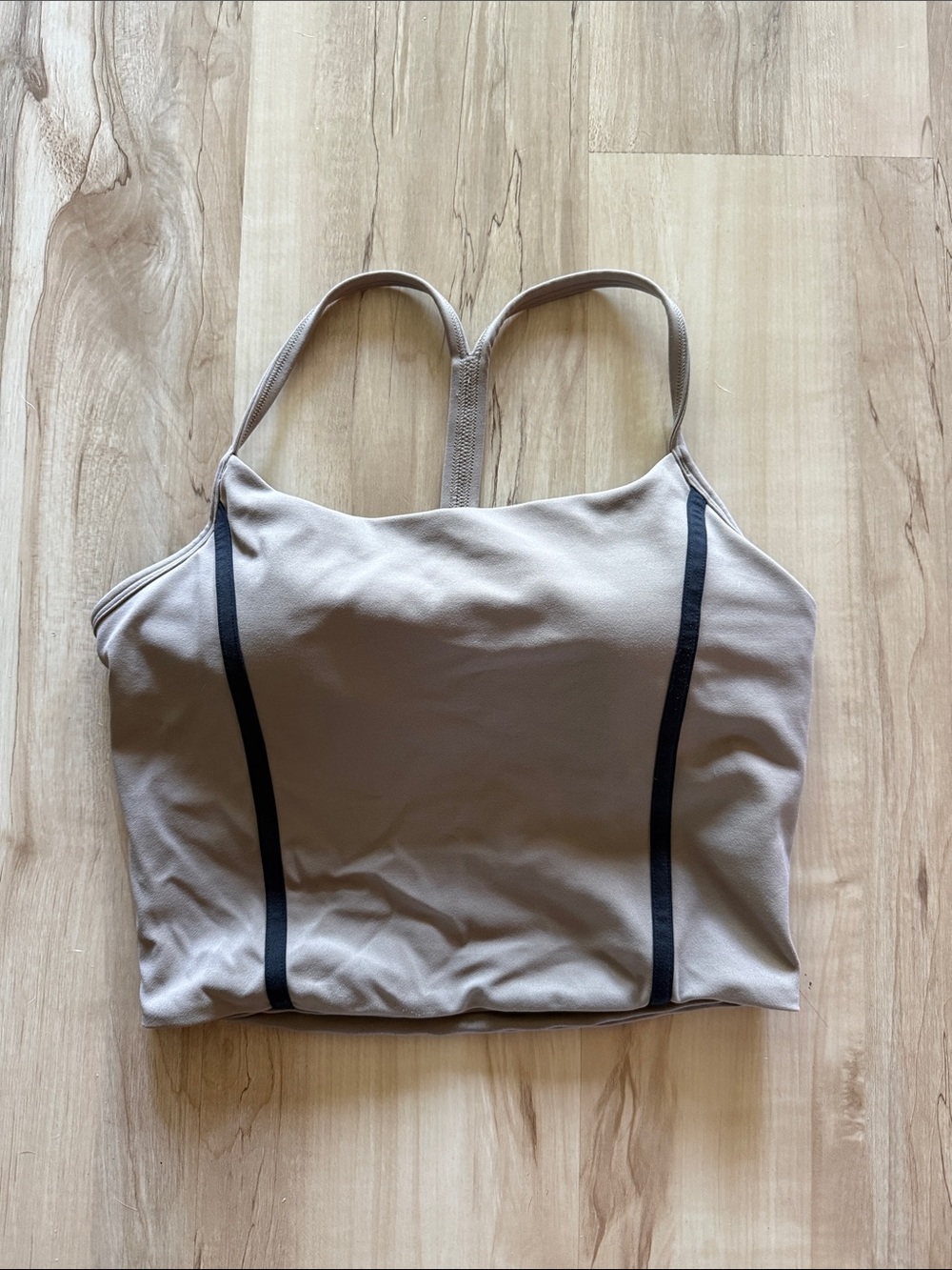 YPB Beige Strappy Crop Athletic Crop Tank Top